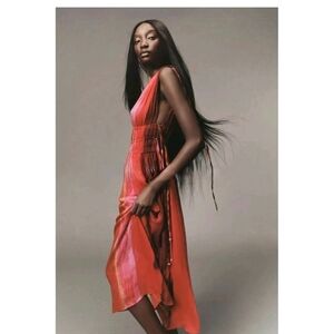 Zara V-Neck Beaded Appliques Tie Dye Midi Dress 7521/253 Size Large New